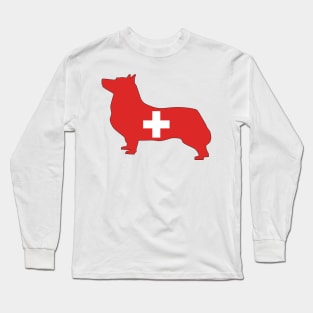 Swedish Vallhund Switzerland Flag Filled Long Sleeve T-Shirt